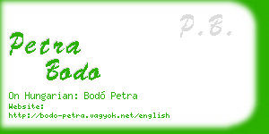 petra bodo business card